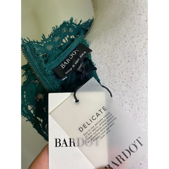 Bardot Lace Sheath Cocktail Dress Green Women's Size Small - Picture 10 of 10